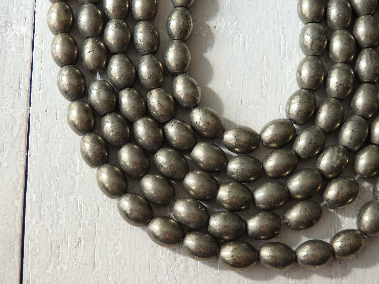 Gleaming golden pyrite barrel beads one full strand 8x10mm Etsy