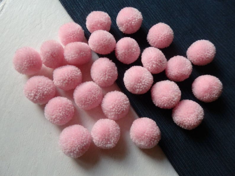 25 Hmong hill tribe pom poms handmade ethnic yarn pom poms LIGHT PINK approx 25 pcs. 1 20-25mm Standard size