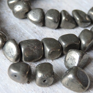 Golden pyrite nugget beads, 17 strand, 7-9mm golden pyrite beads, golden iron pyrite beads, fool's gold beads, pyrite rounded nuggets image 3