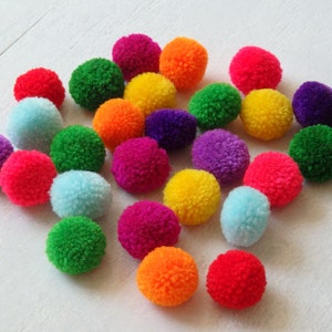 25 Hmong hill tribe pom poms, assorted colours, approx. 14-16mm, 1/2, ethnic yarn pom poms, SMALL size, colourful loose pompoms, 25 pcs. image 3