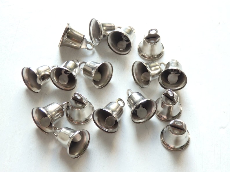 Jingle Bells Christmas Holiday Craft Jewelry 12mm Silver Tone Brass Lot of 25