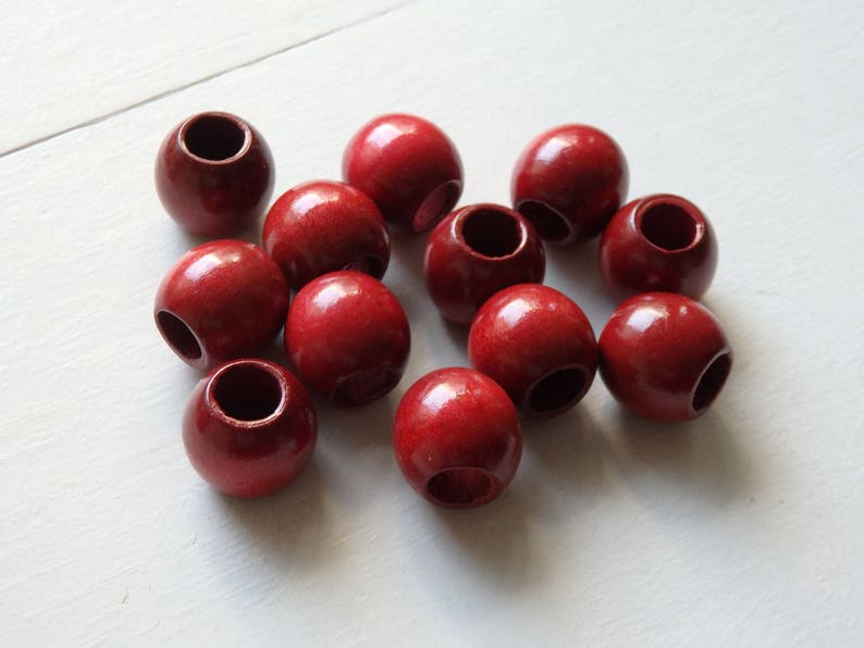 XL Wood Beads TWELVE Cs. Extra Large Red Wood Beads With Wide Etsy