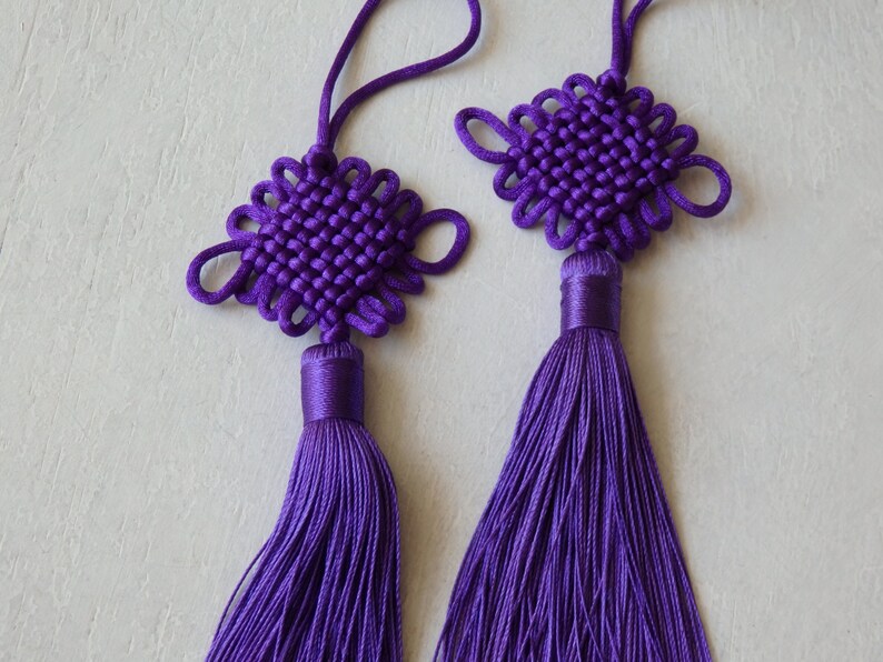 Chinese Infinity Pattern Chinese Infinity Knot Tassels, ROYAL PURPLE, One Pair, Lucky Flat Knot ...