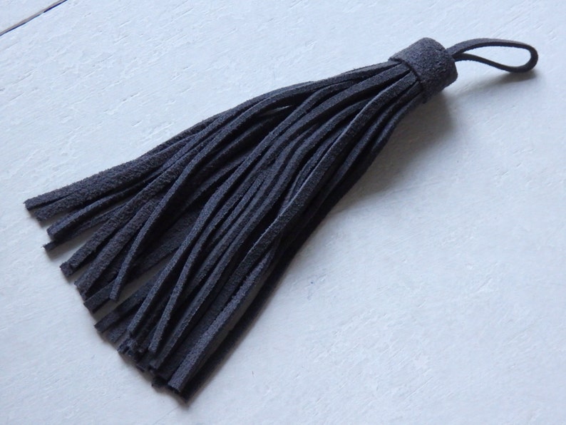 Suede tassel : SLATE GREY,(approx. 6.5"/ 16cm) image 4