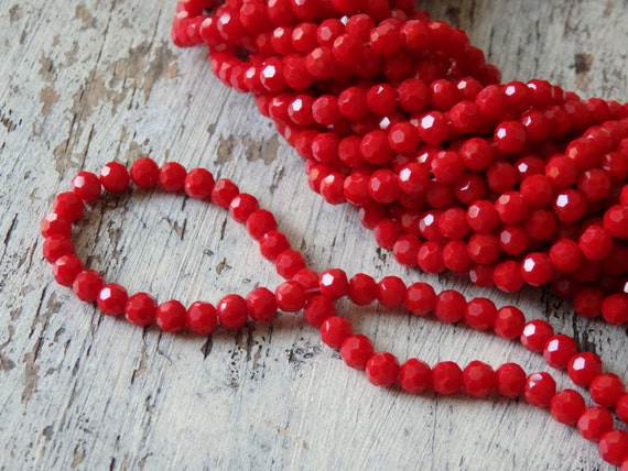 Red Sparklers, 4mm Red Glass Crystals, 14.5 Strand of Faceted Sparkling  Crystals, 100 Pcs. Chinese Red Crystals, Vibrant Red Crystal Beads 