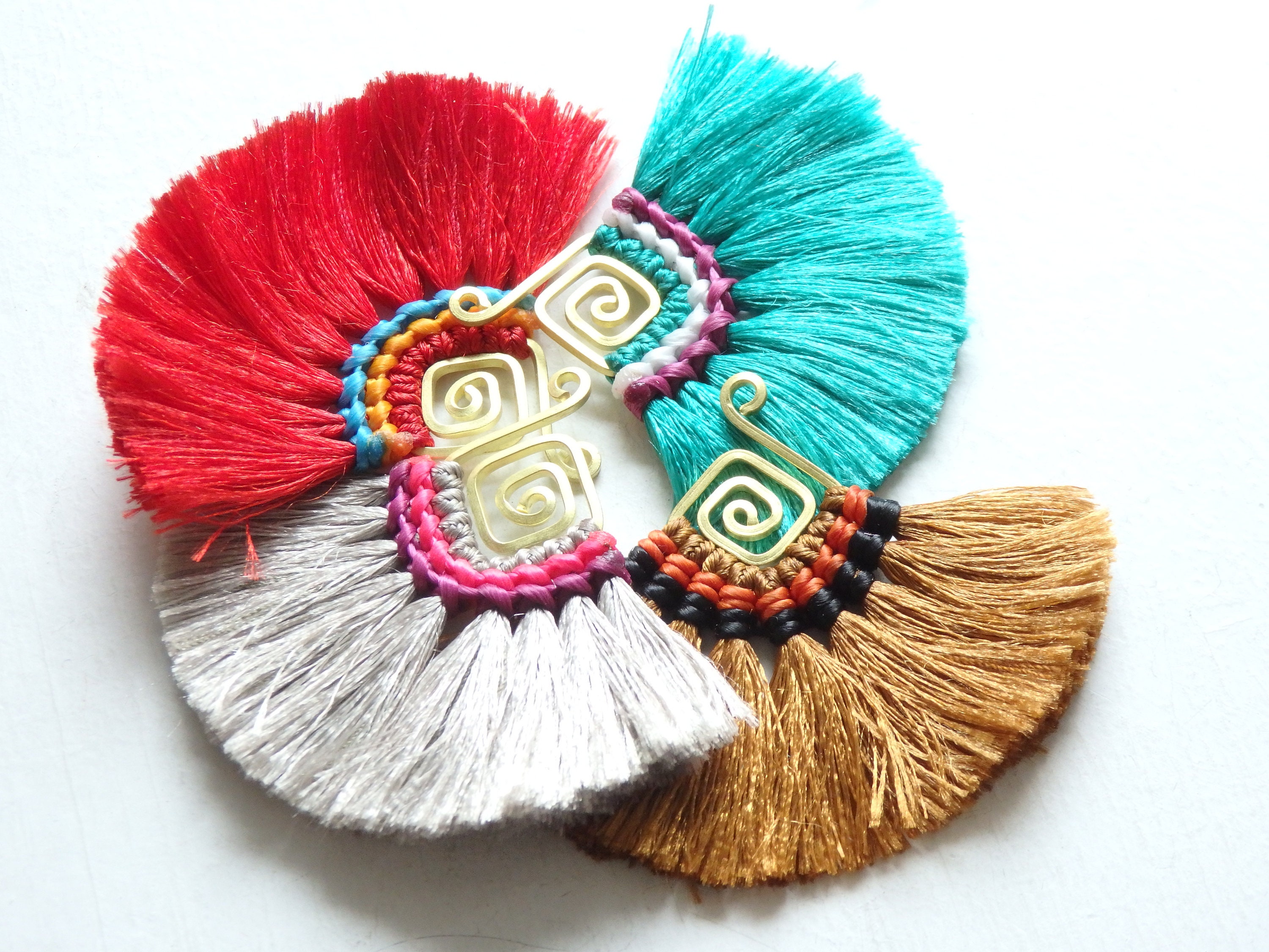 ONE Silk Tassel on Brass for Pendants Statement Earrings Etsy Hong Kong