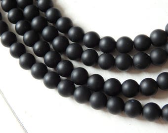 6mm Black agate beads, full strand, smooth round black agate beads, smoky black agate beads, gemstone beads, 6mm matte black agate beads