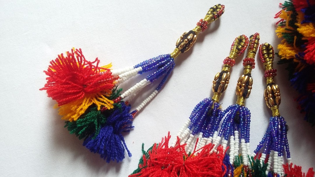 Afghan Beaded Tassel Decoration, Handmade Decoration for Bags or Doors