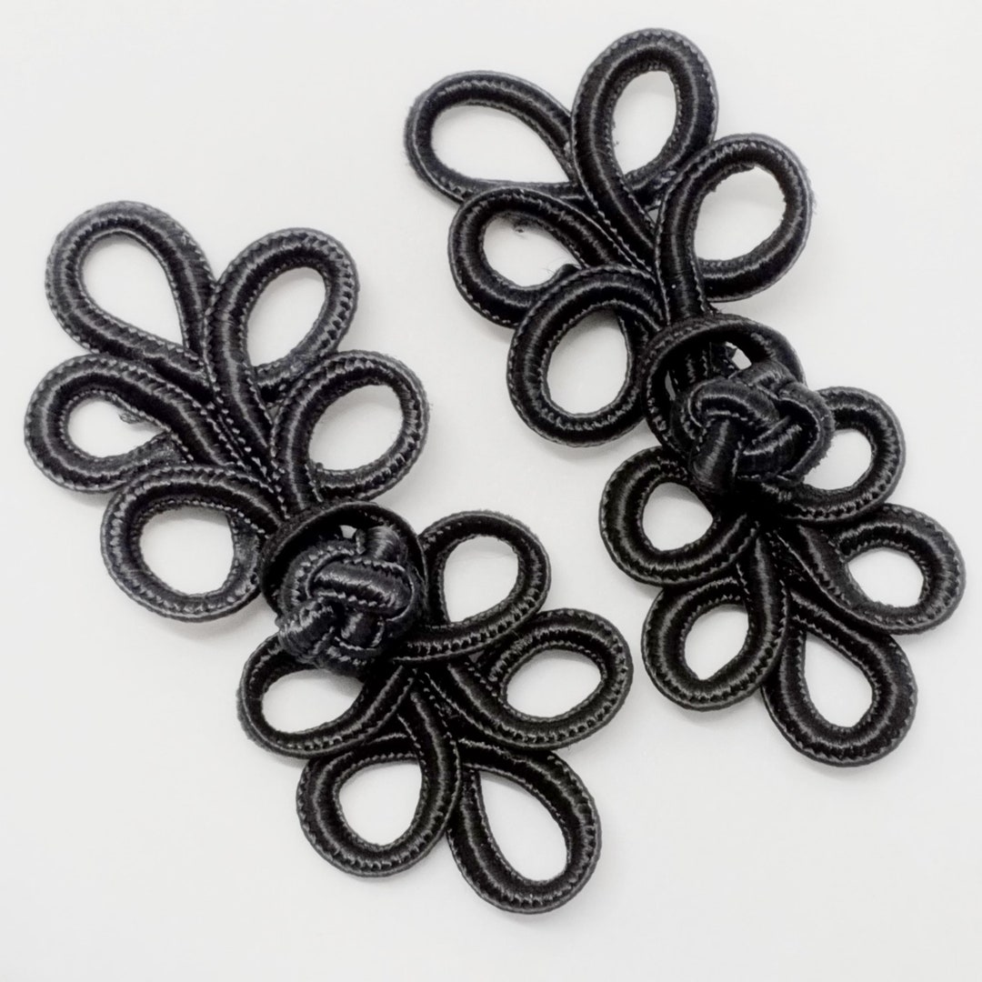 Chinese Knot Button Closures, BLACK, 2 Pairs (as Shown), Chinese Knot ...