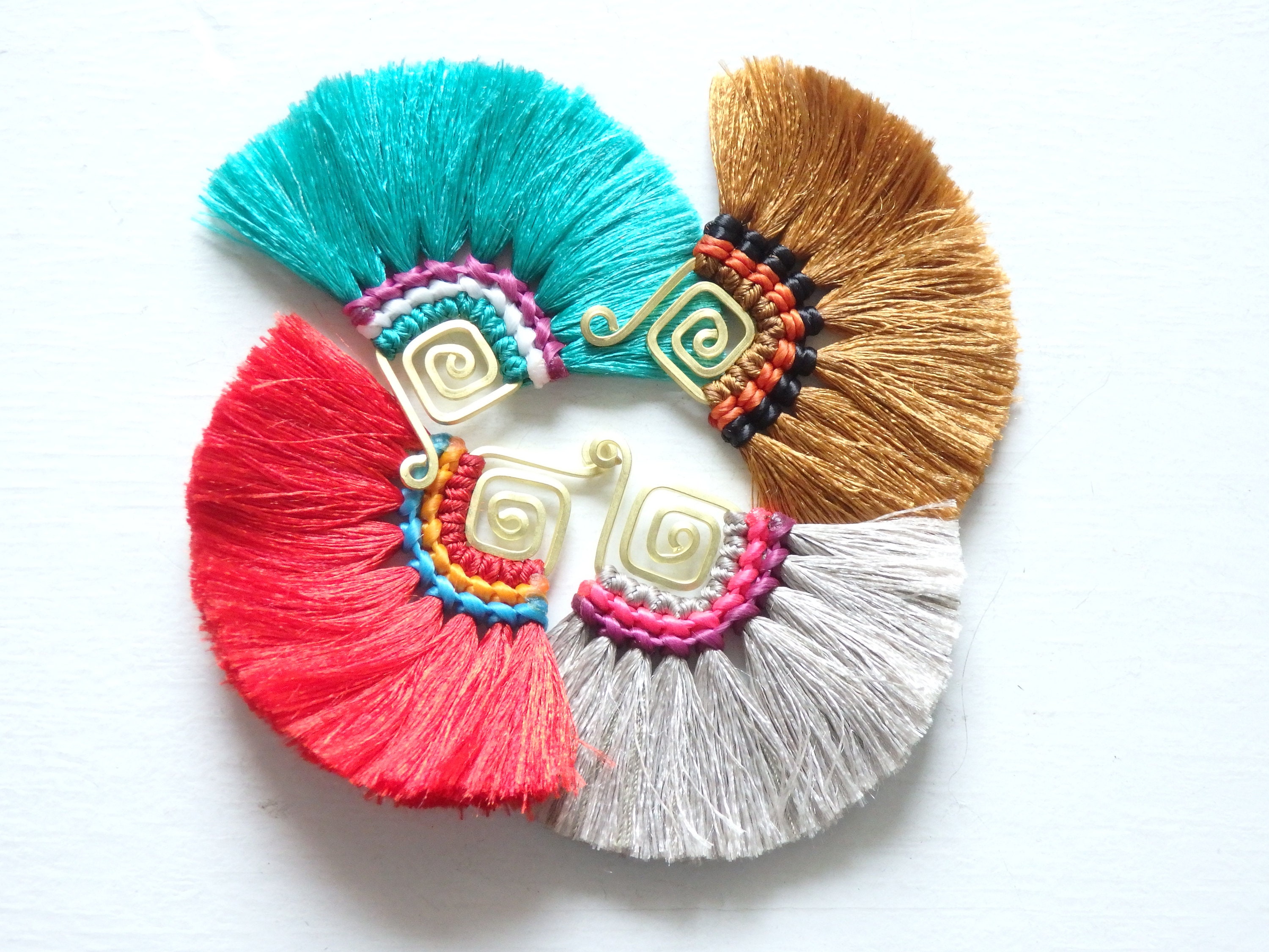 ONE Silk Tassel on Brass for Pendants Statement Earrings Etsy Hong Kong