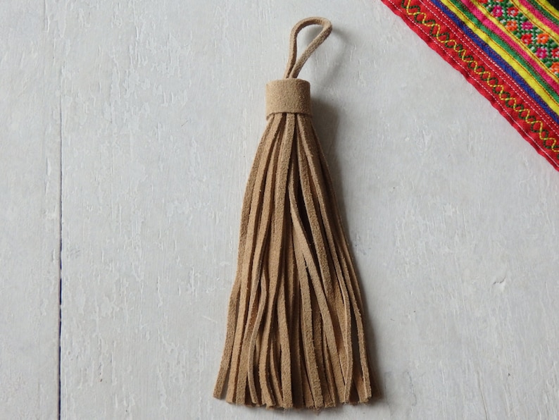 Large suede tassel LIGHT BROWN bag tassel suede purse Etsy