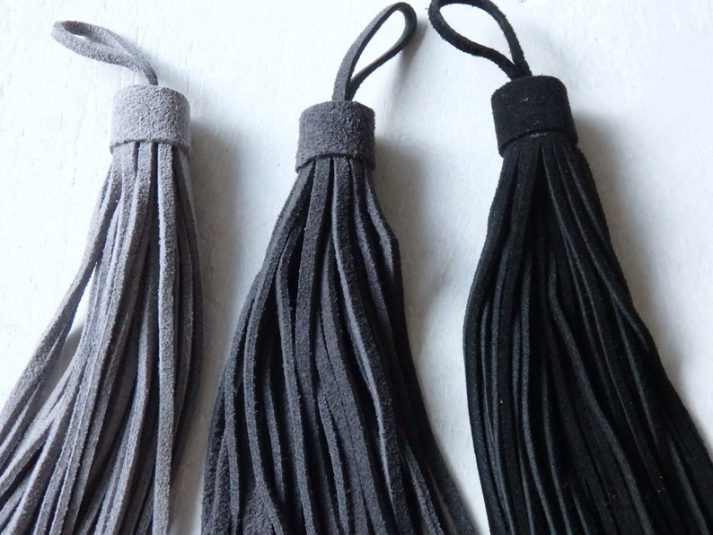 Suede tassel : SLATE GREY,(approx. 6.5"/ 16cm) image 5