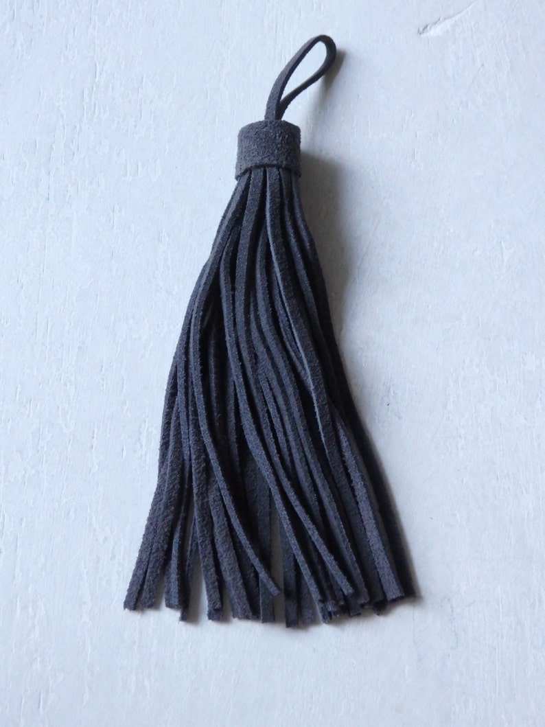Suede tassel : SLATE GREY,(approx. 6.5"/ 16cm) image 3