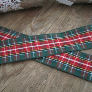 5 Meter Grünes & rotes Tartanband, kariertes Band, 25mm breit, grün kariertes Band, traditionelle Winterborte, Weihnachtsborte, FIVE yards
