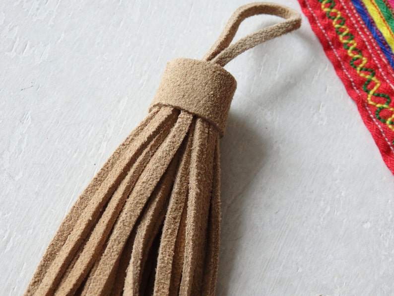 Large suede tassel LIGHT BROWN bag tassel suede purse Etsy