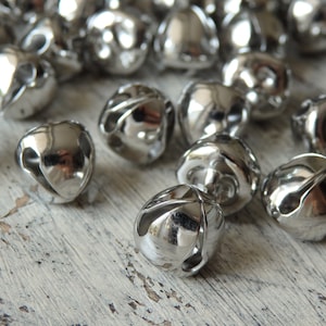 30 Silver jingle bells, Nickel free, 10mm silver tone bells, luxury Christmas packaging, silver wedding, holiday craft supplies, 30 pcs.