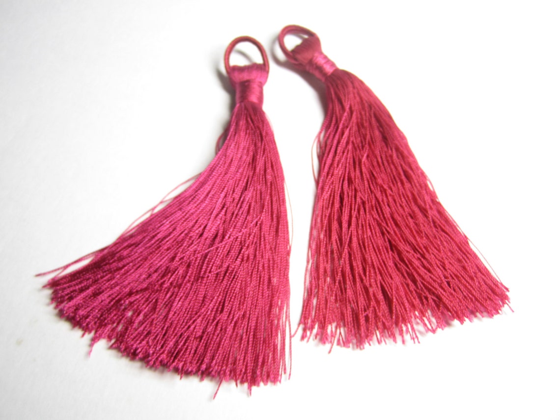 2 Dark Pink Tassels for Bags Jewelry Accessories Home Etsy