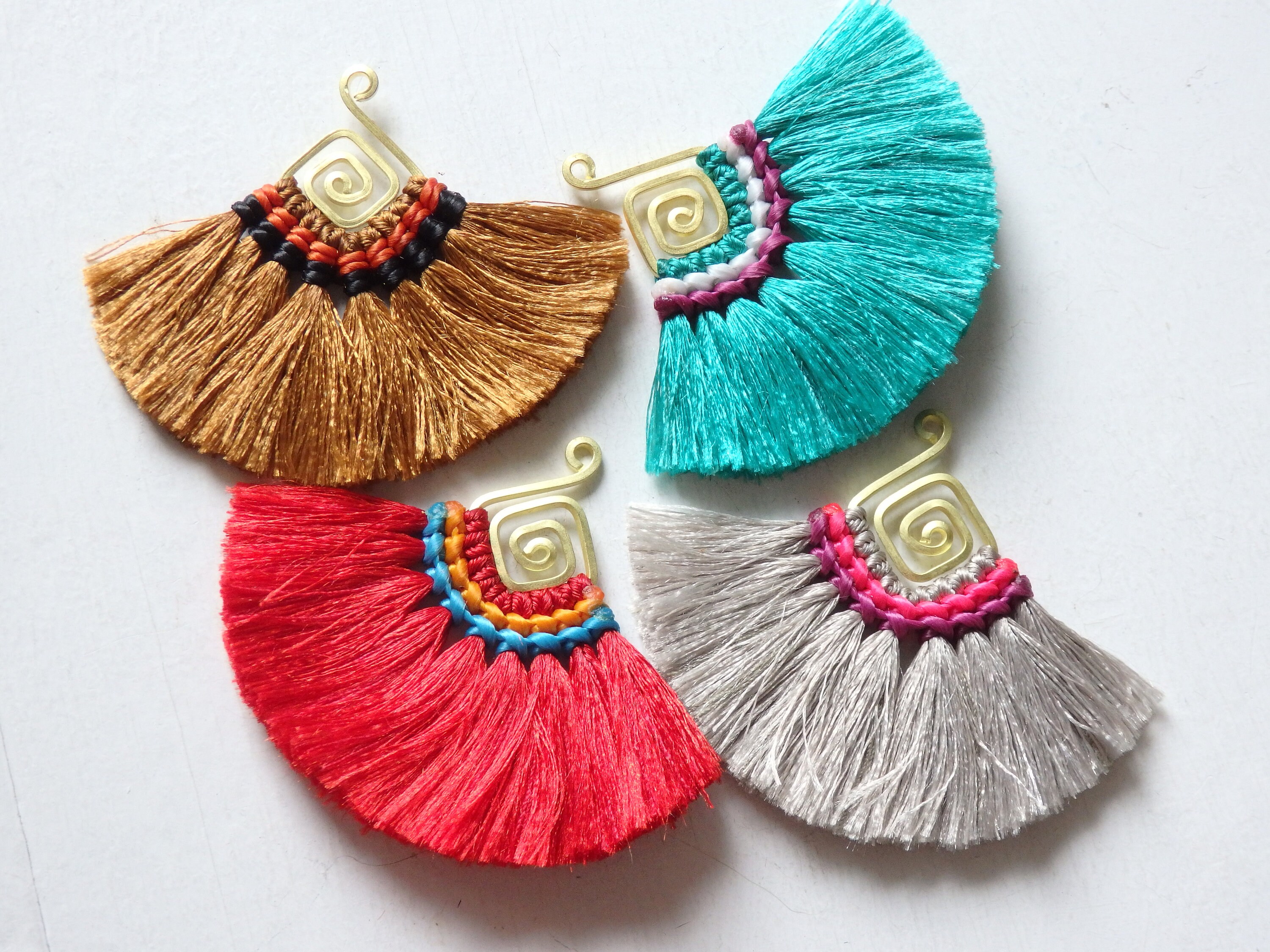 ONE Silk Tassel on Brass for Pendants Statement Earrings Etsy Hong Kong