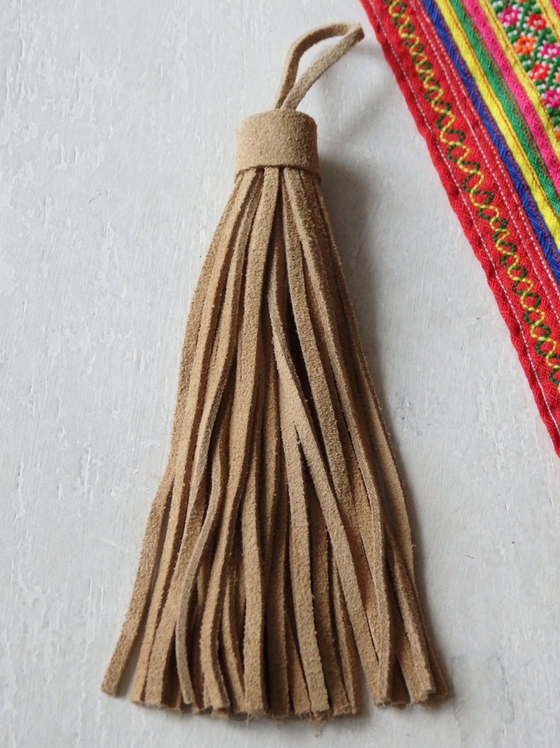 Large suede tassel LIGHT BROWN bag tassel suede purse Etsy