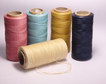 10 yds. Waxed cotton cord, for jewelry making, sewing leather goods, waxed cord in summer shades, Choose your colours! TEN YARDS!