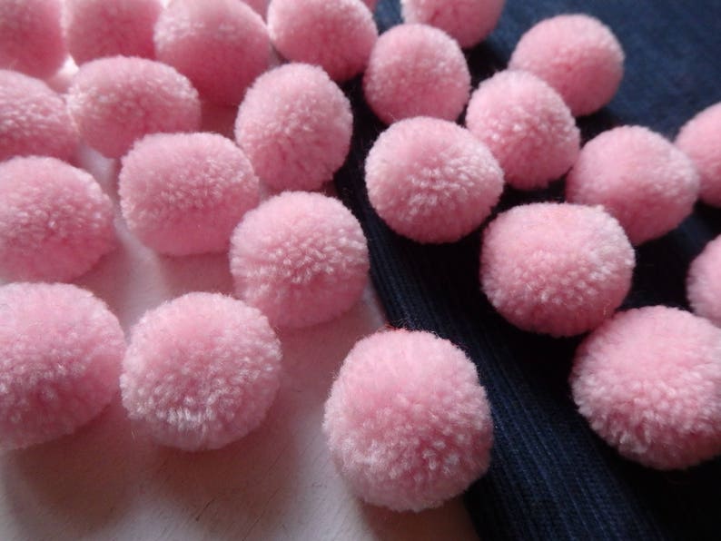 25 Hmong hill tribe pom poms handmade ethnic yarn pom poms LIGHT PINK approx 25 pcs. 1 20-25mm Standard size
