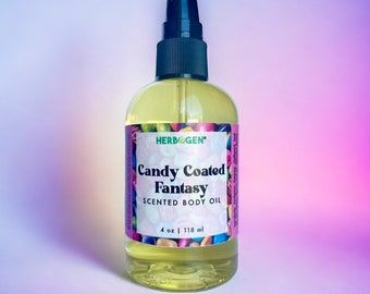 Candy Coated Fantasy Body Oil, Scented Moisturizing Body Oil, Organic All Natural Fragrance Body Oil, Self Care Gift, Massage Oil