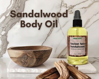 Huile corporelle au bois de santal : huiles hydratantes naturelles, arôme boisé doux