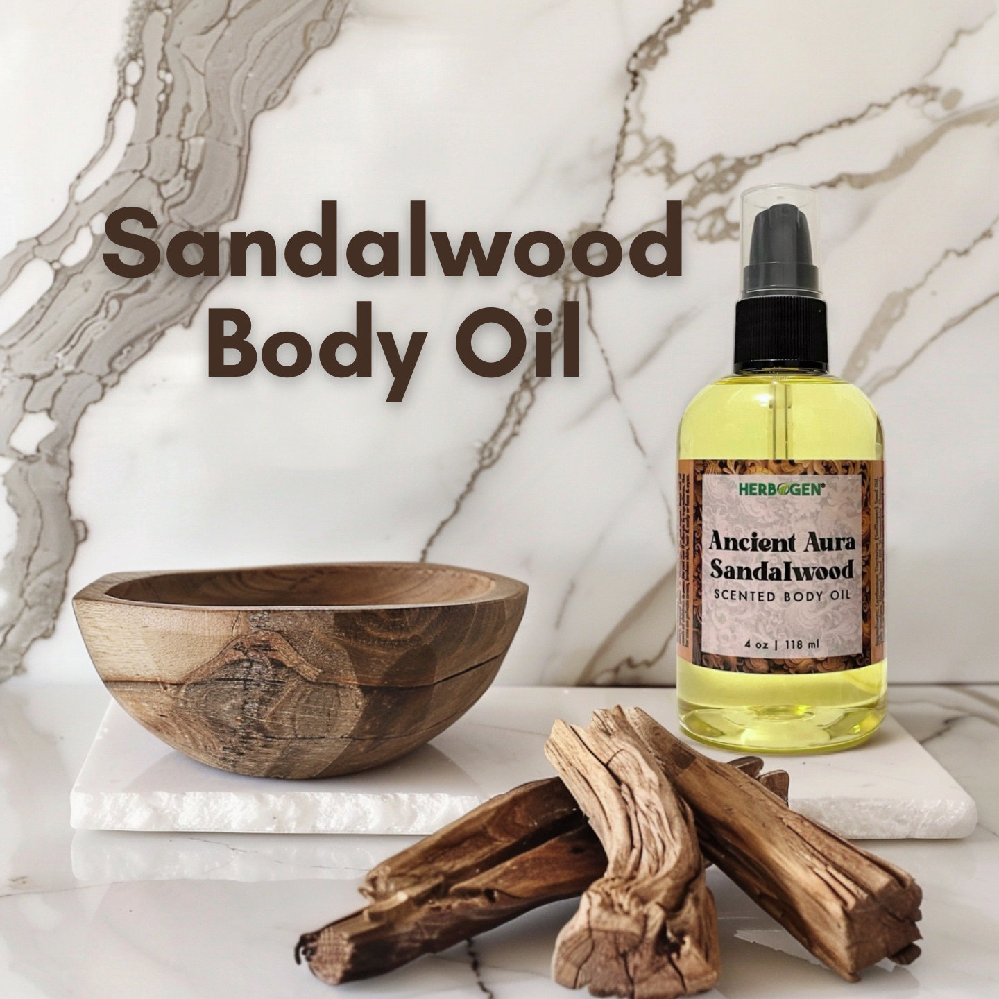 Sandalwood Body Oil: Natural Moisturizing Oils, Soft Woody Aroma