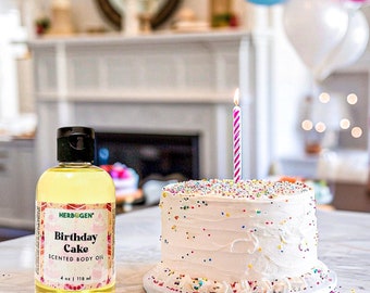 Birthday Cake Scented Body Oil: Handmade Moisturizing Skincare