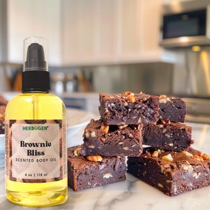 Brownie Bliss Scented Body Oil: Natural Moisturizing Massage Oil (4 fl oz)