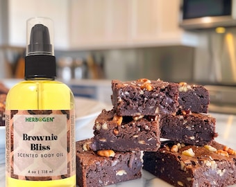 Brownie Bliss Scented Body Oil: Natural Moisturizing Massage Oil (4 fl oz)