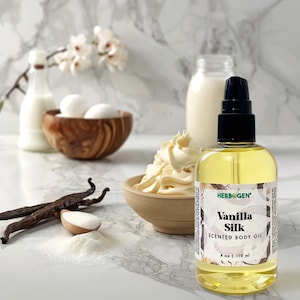 Vanilla Silk Body Oil - Velvety Sweet Aroma - Moisturizing and Nourishing with Natural Oils