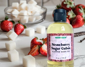 Strawberry Sugar Cubes Body Oil: Natural Scented Moisturizer (4 fl oz)