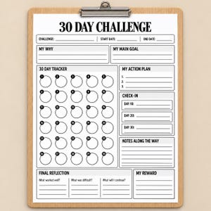 30 Day Challenge Tracker Printable PDF, Habit Tracker, Goal Setting ...