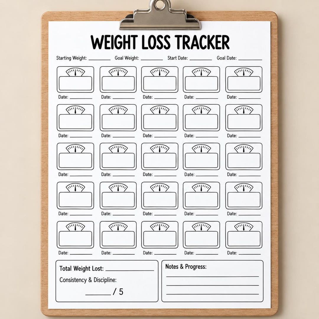 Weight Loss Tracker Printable PDF, Weekly Weigh In Log, Weight Progress ...
