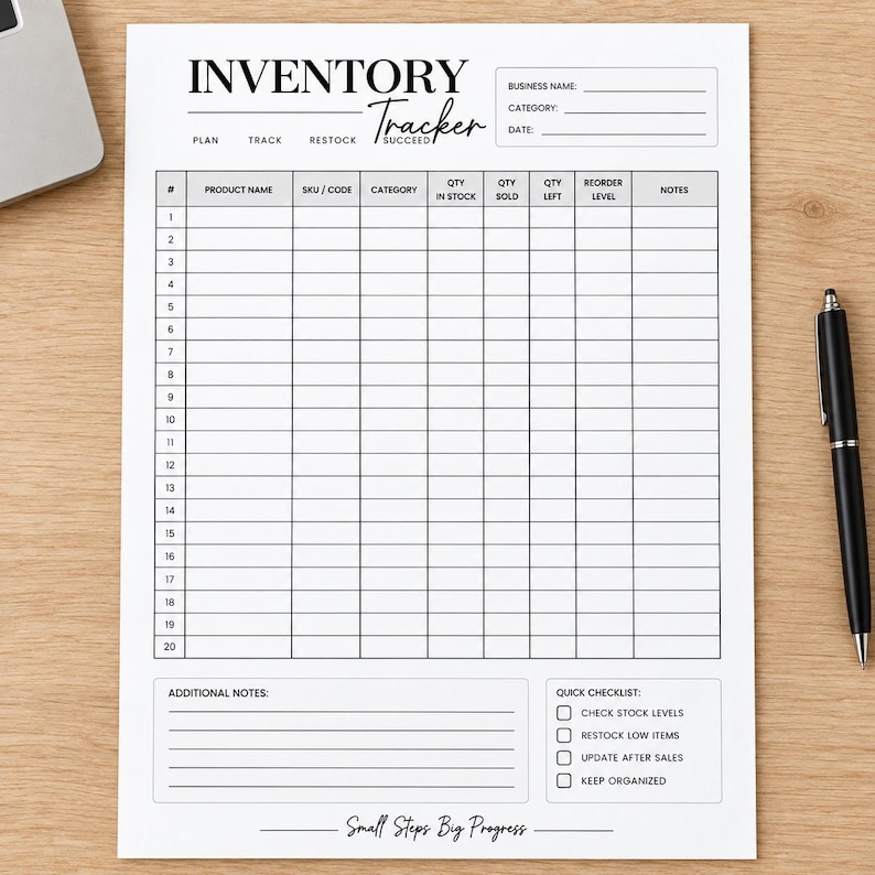 Inventory Tracker Printable PDF, Small Business Stock Log, Product ...
