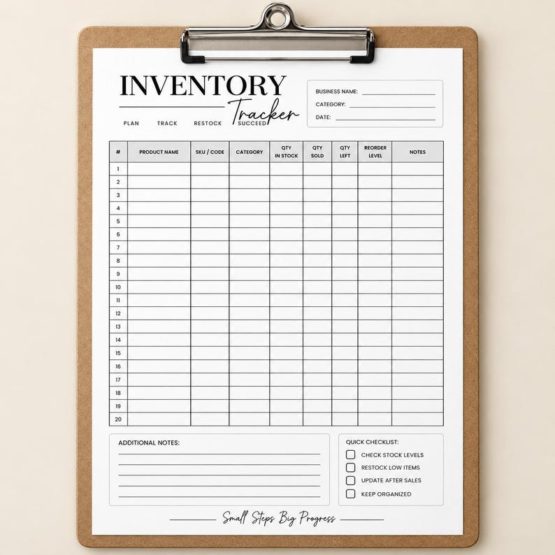Inventory Tracker Printable PDF, Small Business Stock Log, Product ...
