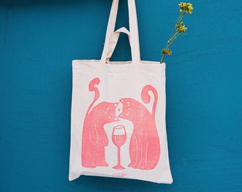 Cats in Love | Letterpress Printed Canvas Tote Bag
