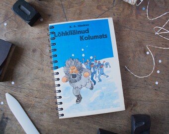 Recycled Spiral Notebook TYPA College "Snowball Fight" from Old Book Covers