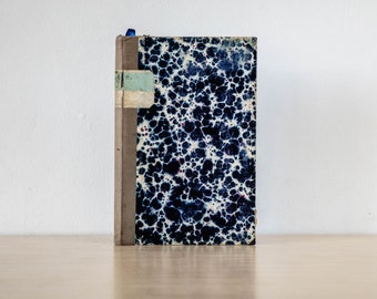 Large Format Notebook Tartuensis Artisan "Blue Marbling", Upcycled from Old Book Covers