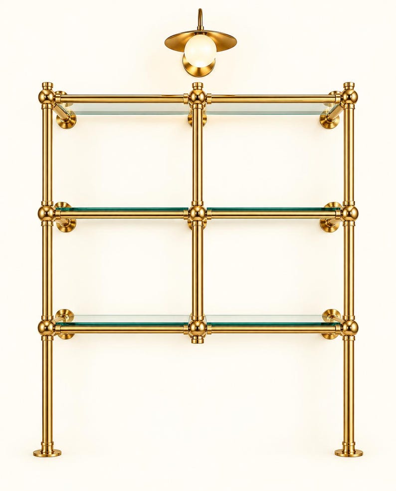 Unlacquered Solid Brass Wall Shelf Frame, 55 Inch Brass Display ...