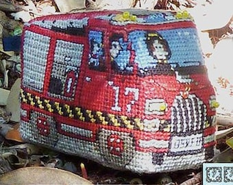 3D BrightSea Village Extra 3 Camión de bomberos Patrón de punto de cruz