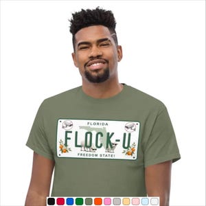Koszulka z nadrukiem Florida FLOCK-U Novelty Plate, kamera antyflockowa, antyalarmowa
