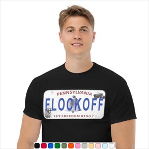 Camiseta con diseño original de FLOCKOFF de Pensilvania, con estampado de cámaras anti-ALPR (impresa bajo pedido).