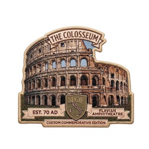Parche bordado del Coliseo de Roma, recuerdo histórico de viaje.