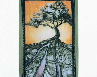 Fabric Patch: Tree with roots, recycled polyester, iron & sew on, machine washable, fabric panel, shipping included, Root Union