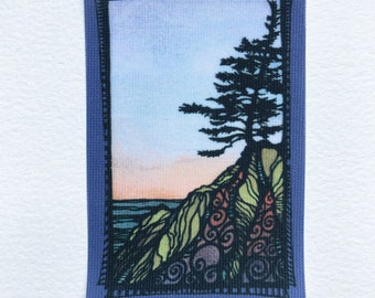 Fabric Patch: Blue Cove, recycled polyester print, iron on & sew on, dye sublimation, applique fabric panel, shipping included