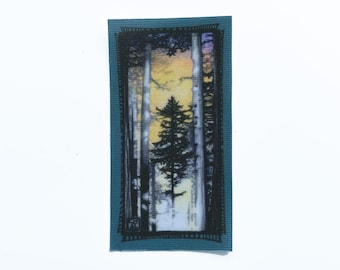 Fabric Patch: 4" Tree, recycled polyester, iron & sew on applique fabric panel,  eco-friendly gift, Light In The Forest