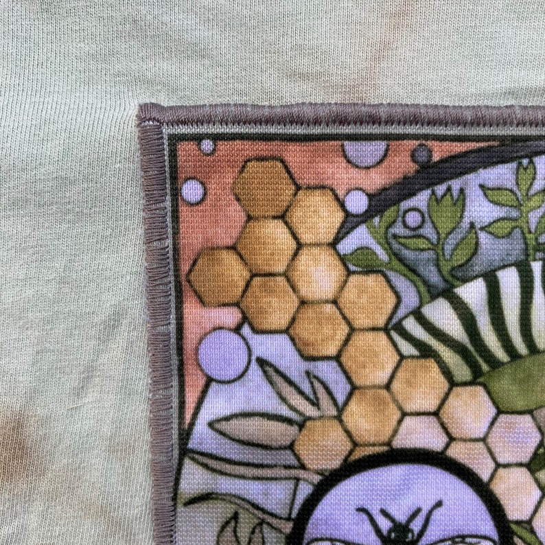 Fabric Patch: Honey Bee, recycled polyester, iron & sew on applique fabric panel, machine washable, shipping included image 5