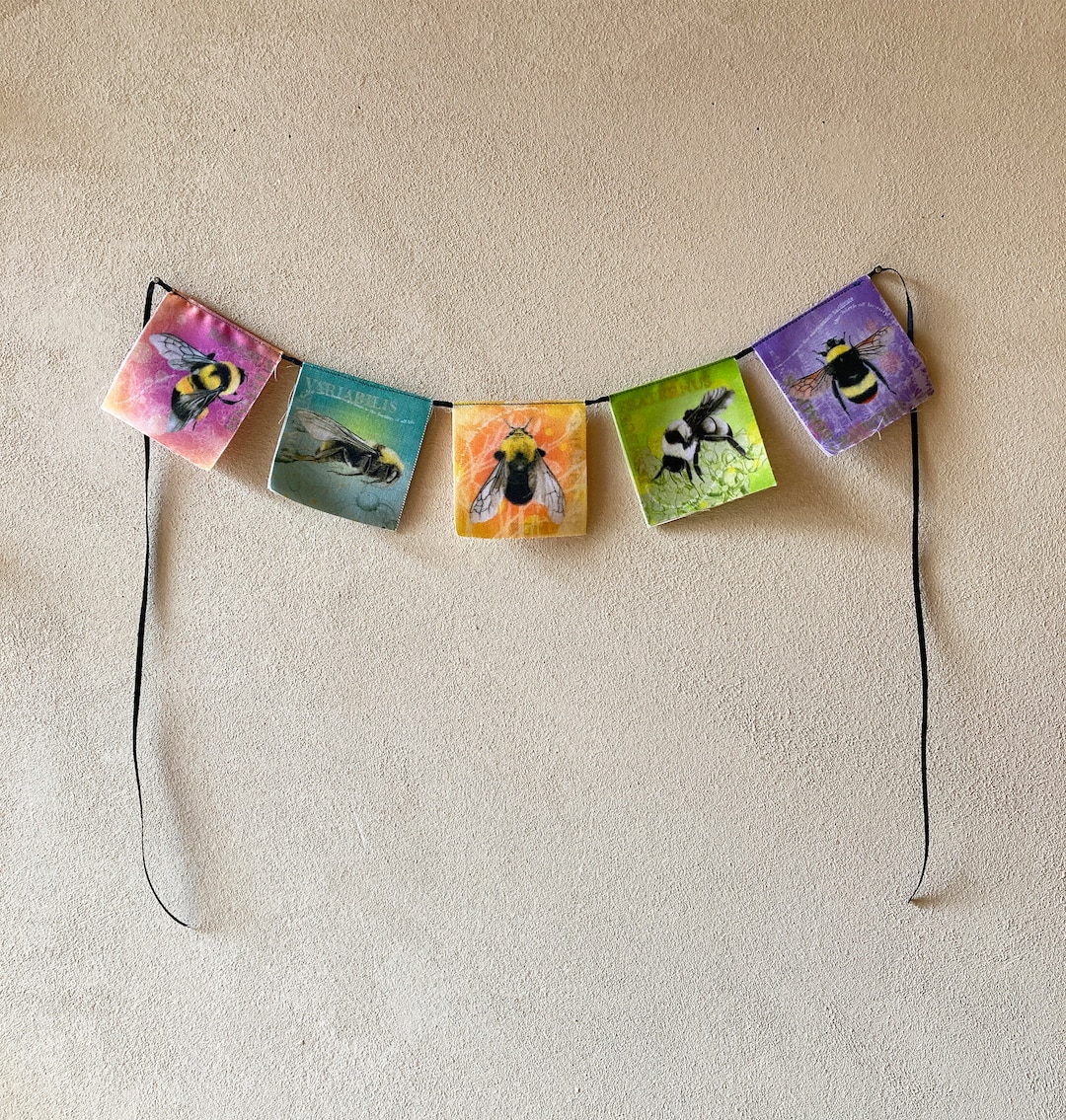 Mini Bee Prayer Flags: Bumble Bees, Organic Cotton, Bee Lovers Gift ...